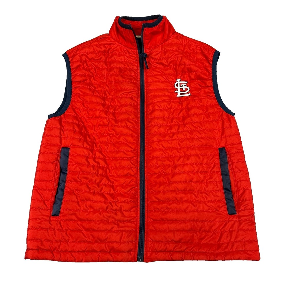 St Louis Cardinals Puffer Vest Adult XL Red Full Zip MLB Quilted Lightweight